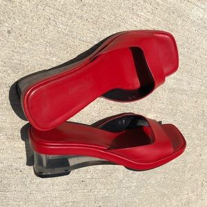 💋Via spiga cherry 🍒 clear heel sandals 🍒💋